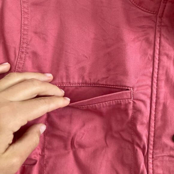 LL Bean Pink Full Zip Jacket 100% Cotton Preppy Classic Travel Lightweight 1X - Picture 5 of 13